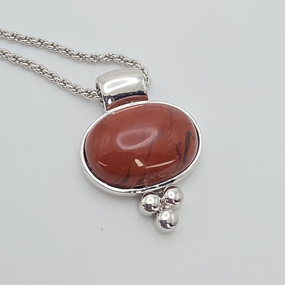 New! ANNALEECE By DEVRIES Carnelian‎ Necklace SWAROVSKI Rhodium Plate 20"